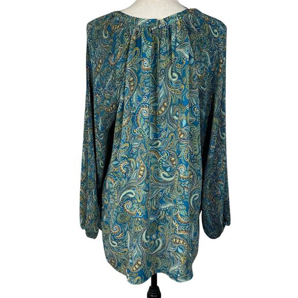 J. Jill Large Tunic Top Paisley Slits Keyhole Long Balloon Sleeves Round Neck - Picture 5 of 10